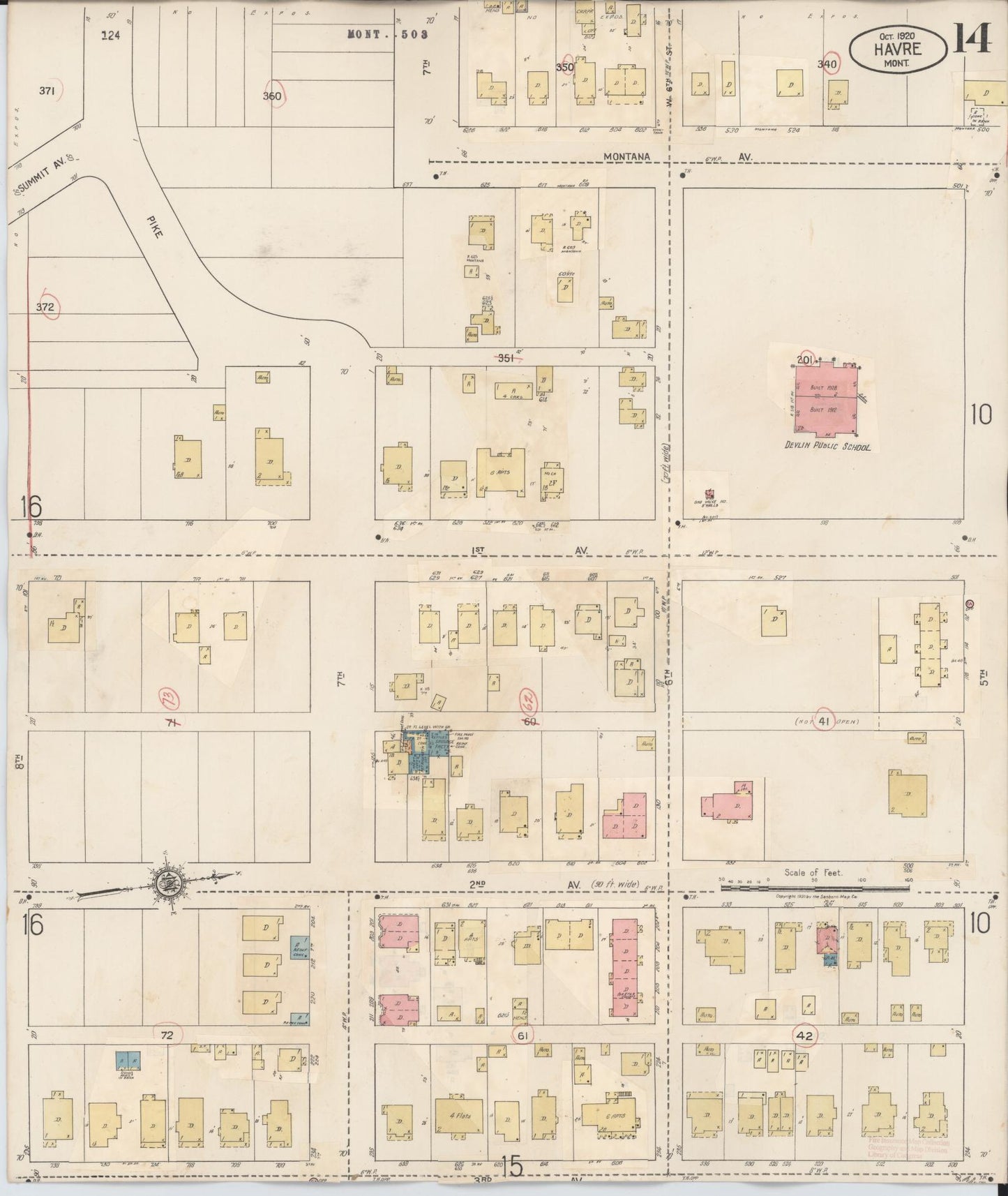 Sanborn Fire Insurance Map from Havre, Hill County, Montana (1943), Sheet #0014 - Historic Sanborn Fire Insurance Map Print, vintage old map wall art, antique decor, genealogy gift, Montana Montana map