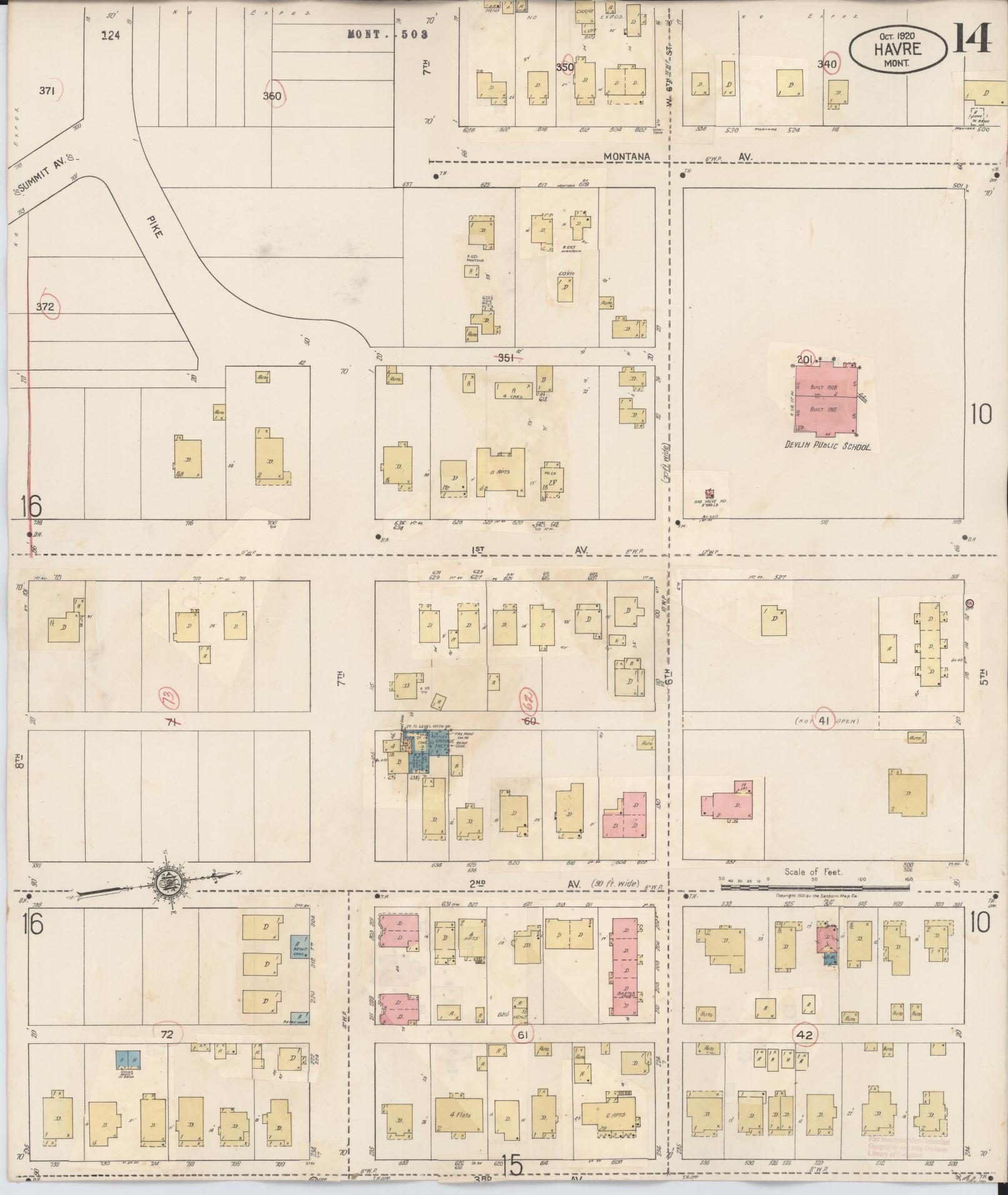 Sanborn Fire Insurance Map from Havre, Hill County, Montana (1943), Sheet #0014 - Historic Sanborn Fire Insurance Map Print, vintage old map wall art, antique decor, genealogy gift, Montana Montana map