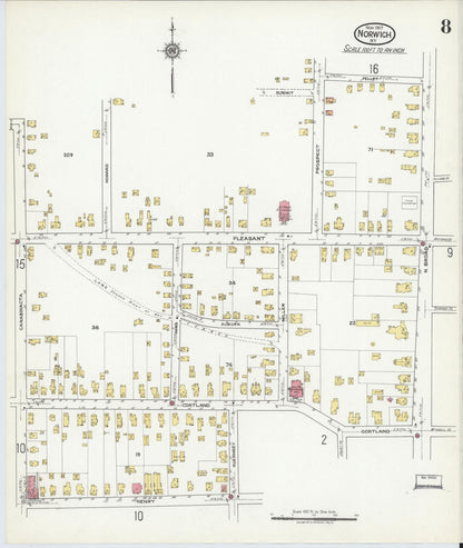 Sanborn Fire Insurance Map from Norwich, Chenango County, New York (1917), Sheet #0008 - Historic Sanborn Fire Insurance Map Print, vintage old map wall art, antique decor, genealogy gift, New York New York map
