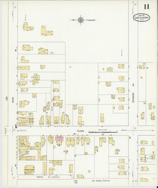 Sanborn Fire Insurance Map from East Aurora, Erie County, New York (1912), Sheet #0011 - Historic Sanborn Fire Insurance Map Print, vintage old map wall art, antique decor, genealogy gift, New York New York map