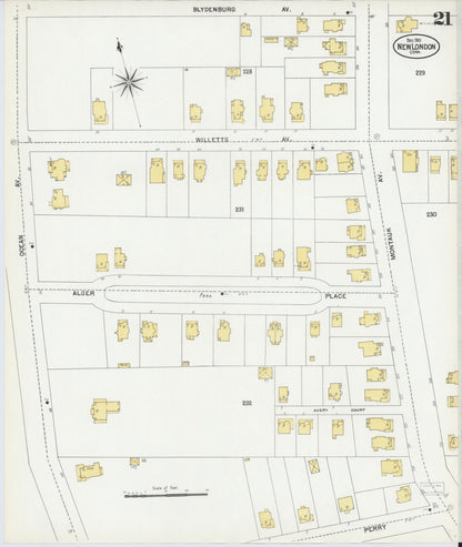 Sanborn Fire Insurance Map from New London, New London County, Connecticut (1901), Sheet #0021 - Complete Map Set gallery image, historic Sanborn map, vintage wall art, Connecticut Connecticut