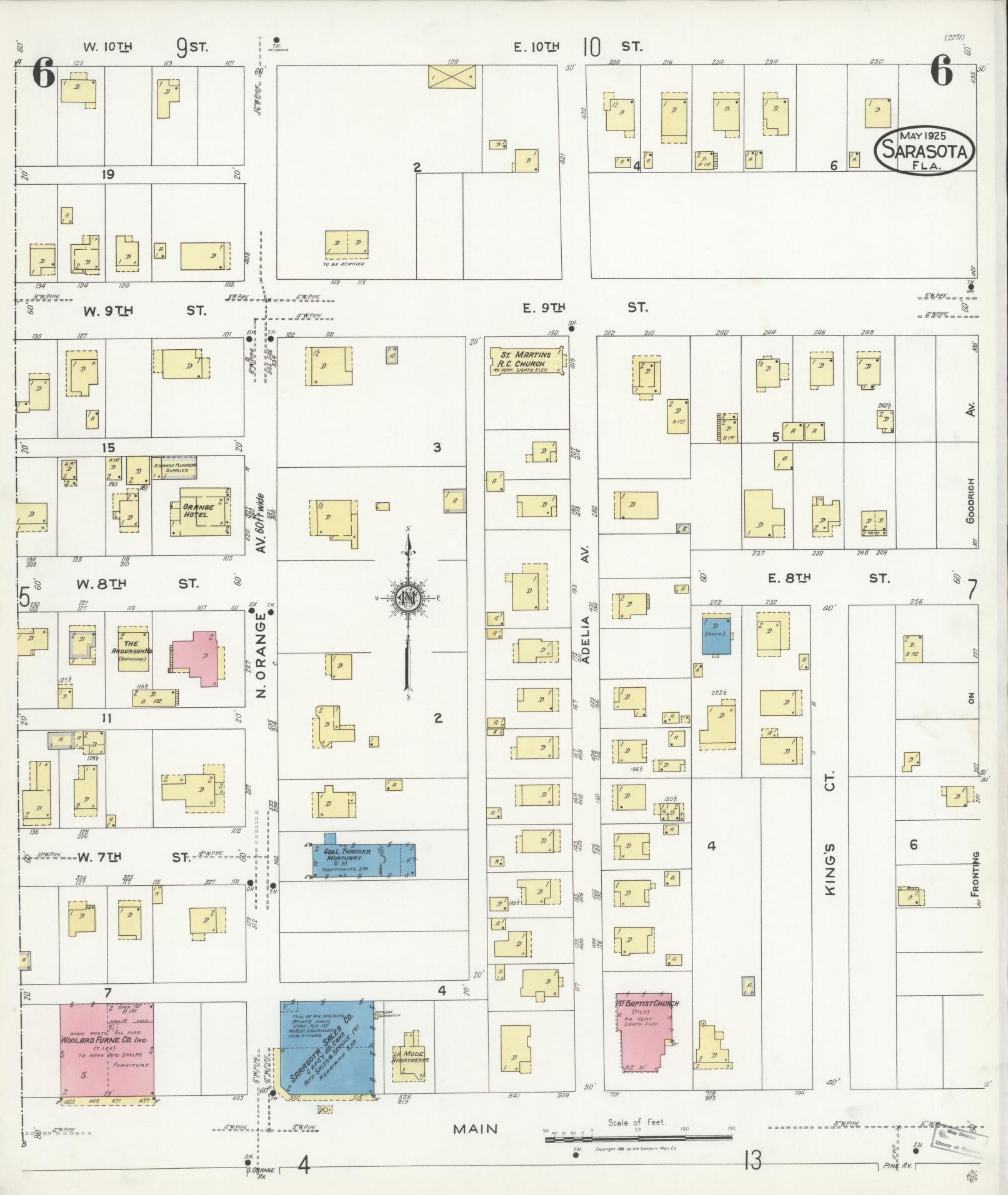 Sanborn Fire Insurance Map from Sarasota, Sarasota County, Florida (1925), Sheet #0006 - Complete Map Set gallery image, historic Sanborn map, vintage wall art, Florida Florida