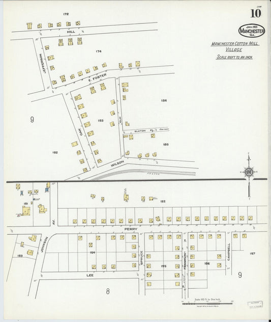 Sanborn Fire Insurance Map from Manchester, Meriweather County, Georgia. (1921), Sheet 10 – Historic Sanborn Fire Insurance Map Print