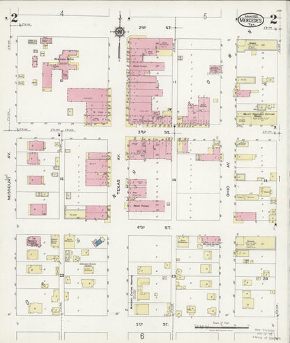 Sanborn Fire Insurance Map from Mercedes, Hidalgo County, Texas (1925), Sheet #0002 - Complete Map Set gallery image, historic Sanborn map, vintage wall art, Texas Texas