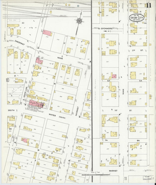 Sanborn Fire Insurance Map from Union City, Randolph County, Indiana (1911), Sheet #0011 - Historic Sanborn Fire Insurance Map Print, vintage old map wall art, antique decor, genealogy gift, Indiana Indiana map