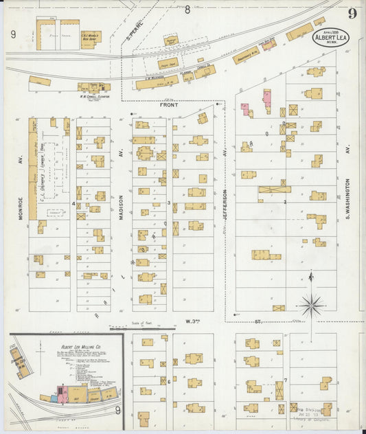Sanborn Fire Insurance Map from Albert Lea, Freeborn County, Minnesota (1899), Sheet #0009 - Historic Sanborn Fire Insurance Map Print, vintage old map wall art, antique decor, genealogy gift, Minnesota Minnesota map