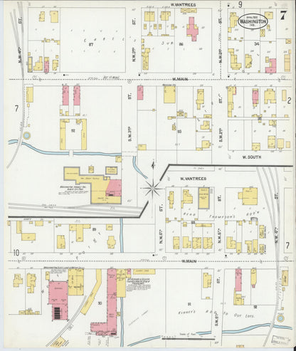 Sanborn Fire Insurance Map from Washington, Daviess County, Indiana (1902), Sheet #0007 - Complete Map Set gallery image, historic Sanborn map, vintage wall art, Washington Washington