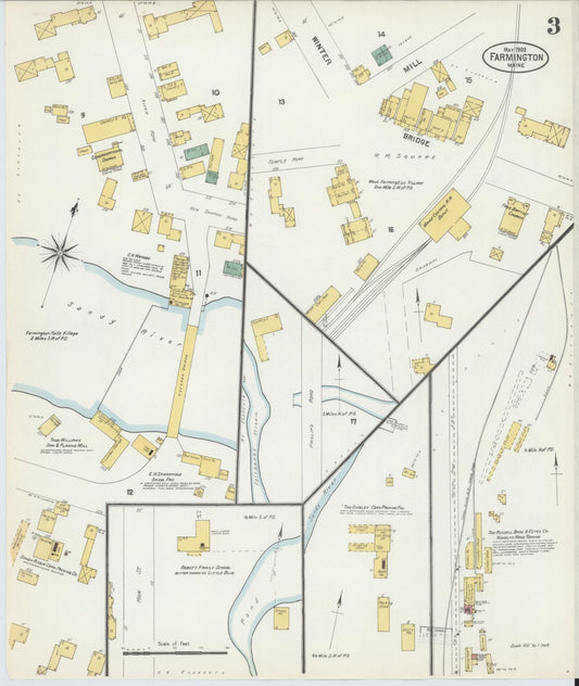 Sanborn Fire Insurance Map from Farmington, Franklin County, Maine (1903), Sheet #0003 - Historic Sanborn Fire Insurance Map Print, vintage old map wall art, antique decor, genealogy gift, Maine Maine map