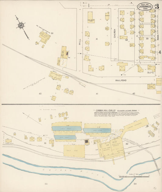 Sanborn Fire Insurance Map from Carbonado, Pierce County, Washington (1913), Sheet #0003 - Historic Sanborn Fire Insurance Map Print, vintage old map wall art, antique decor, genealogy gift, Washington Washington map