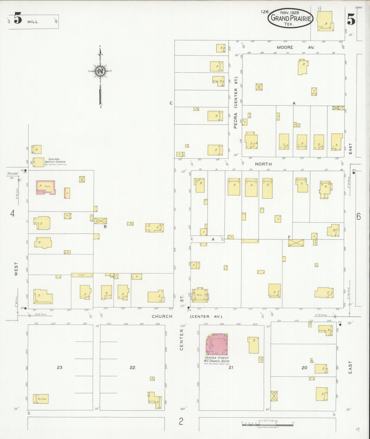 Sanborn Fire Insurance Map from Grand Prairie, Dallas County, Texas (1929), Sheet #0005 - Historic Sanborn Fire Insurance Map Print, vintage old map wall art, antique decor, genealogy gift, Texas Texas map