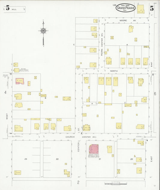 Sanborn Fire Insurance Map from Grand Prairie, Dallas County, Texas (1929), Sheet #0005 - Historic Sanborn Fire Insurance Map Print, vintage old map wall art, antique decor, genealogy gift, Texas Texas map