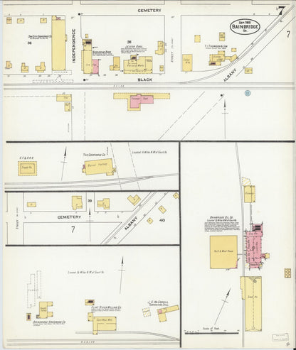 Sanborn Fire Insurance Map from Bainbridge, Decatur County, Georgia (1905), Sheet #0007 - Complete Map Set gallery image, historic Sanborn map, vintage wall art, Georgia Georgia