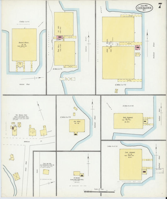 Sanborn Fire Insurance Map from Coxsackie, Greene County, New York (1902), Sheet #0007 - Historic Sanborn Fire Insurance Map Print, vintage old map wall art, antique decor, genealogy gift, New York New York map
