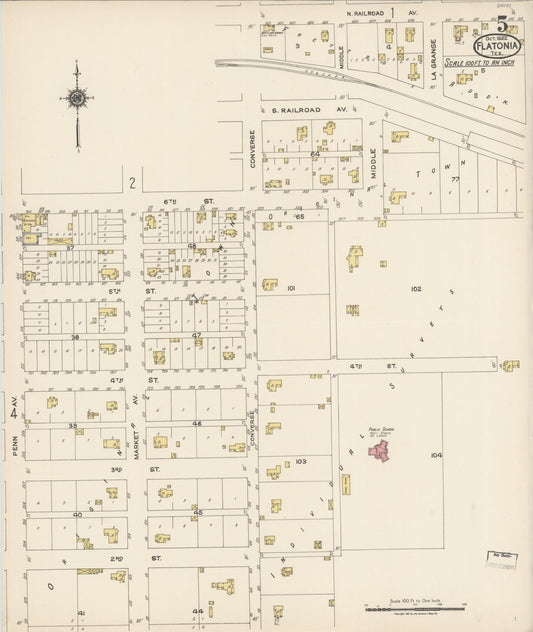 Sanborn Fire Insurance Map from Flatonia, Fayette County, Texas (1922), Sheet #0005 - Historic Sanborn Fire Insurance Map Print, vintage old map wall art, antique decor, genealogy gift, Texas Texas map