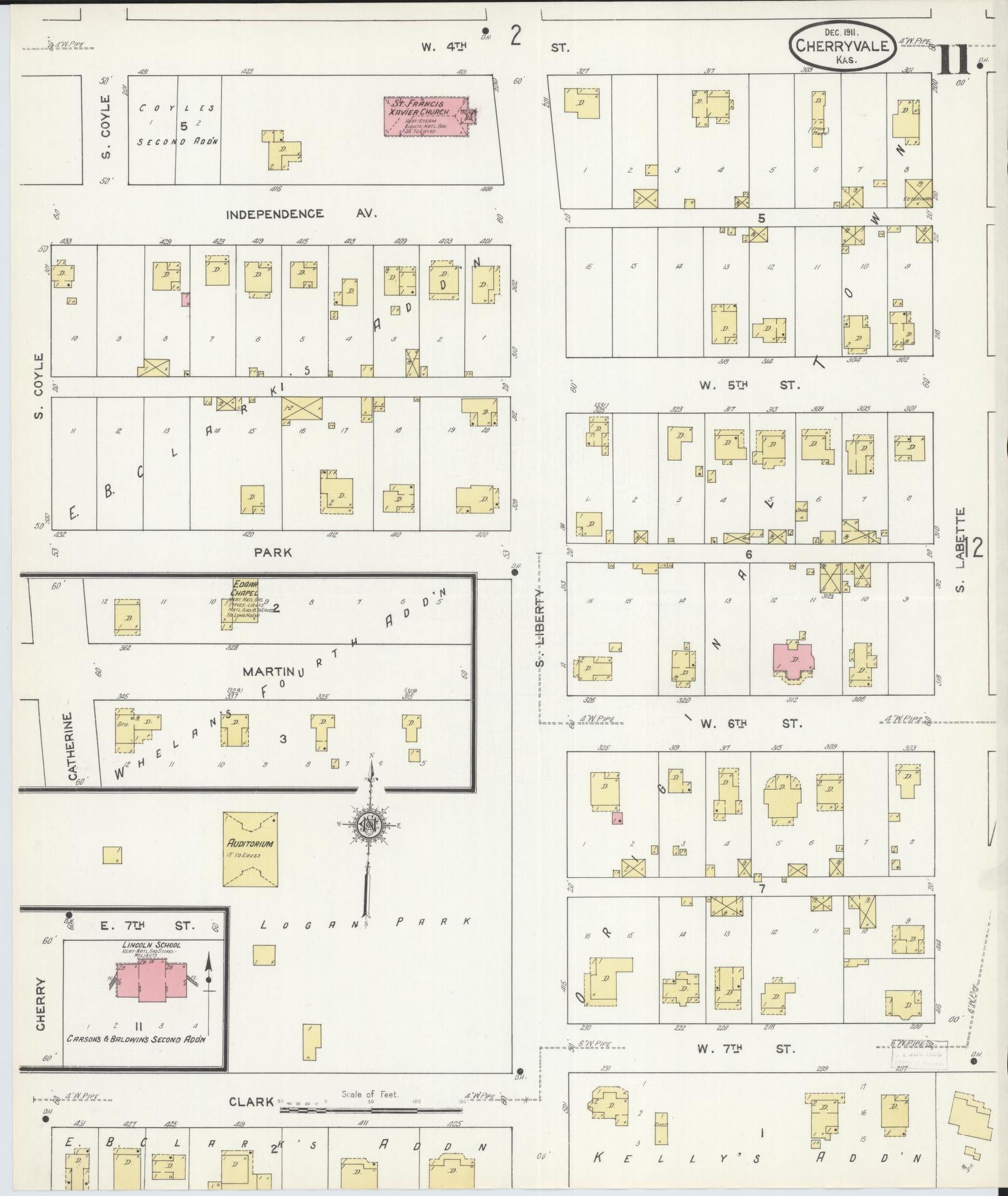 Sanborn Fire Insurance Map from Cherryvale, Montgomery County, Kansas (1911), Sheet #0011 - Historic Sanborn Fire Insurance Map Print, vintage old map wall art, antique decor, genealogy gift, Kansas Kansas map
