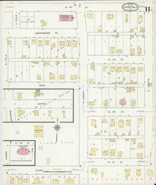 Sanborn Fire Insurance Map from Cherryvale, Montgomery County, Kansas (1911), Sheet #0011 - Historic Sanborn Fire Insurance Map Print, vintage old map wall art, antique decor, genealogy gift, Kansas Kansas map