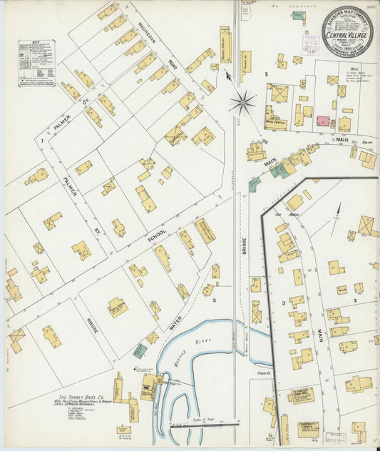 Sanborn Fire Insurance Map from Central Village, Windham County, Connecticut (1903), Sheet #0001 - Historic Sanborn Fire Insurance Map Print, vintage old map wall art, antique decor, genealogy gift, Connecticut Connecticut map