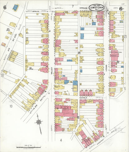Sanborn Fire Insurance Map from Lewistown, Mifflin County, Pennsylvania (1923), Sheet #0006 - Complete Map Set gallery image, historic Sanborn map, vintage wall art, Pennsylvania Pennsylvania