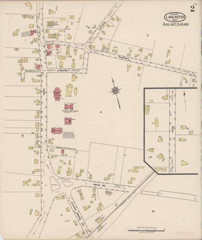 Sanborn Fire Insurance Map from Lancaster, Worcester County, Massachusetts (1922), Sheet #0002 - Historic Sanborn Fire Insurance Map Print, vintage old map wall art, antique decor, genealogy gift, Massachusetts Massachusetts map