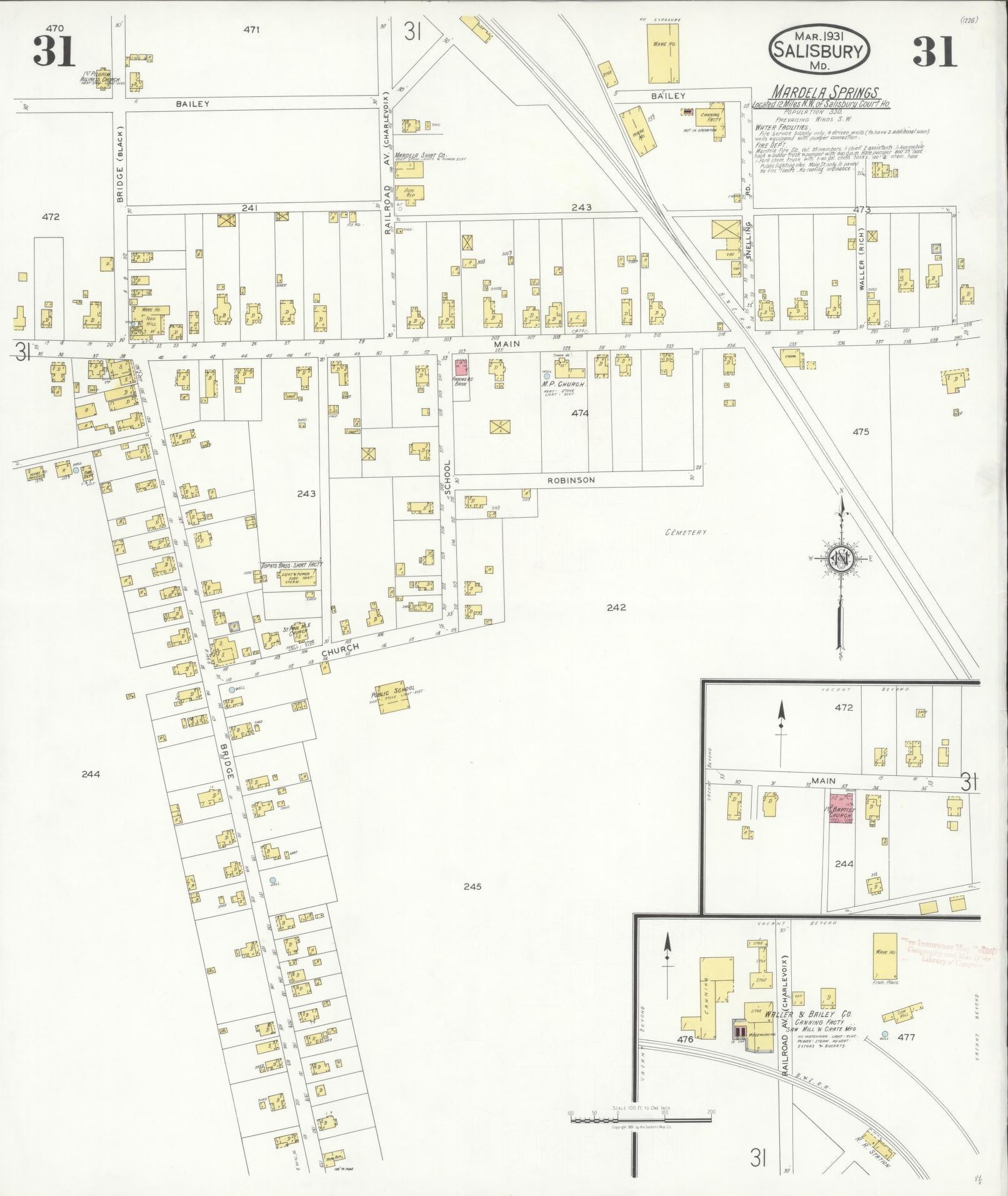 Sanborn Fire Insurance Map from Salisbury, Wicomico County, Maryland (1931), Sheet #0031 - Complete Map Set gallery image, historic Sanborn map, vintage wall art, Maryland Maryland