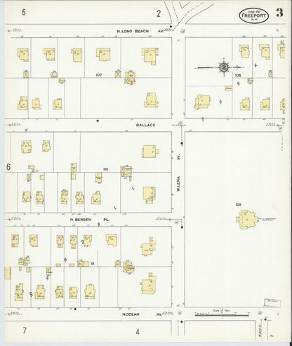 Sanborn Fire Insurance Map from Freeport, Nassau County, New York (1910), Sheet #0003 - Complete Map Set gallery image, historic Sanborn map, vintage wall art, New York New York