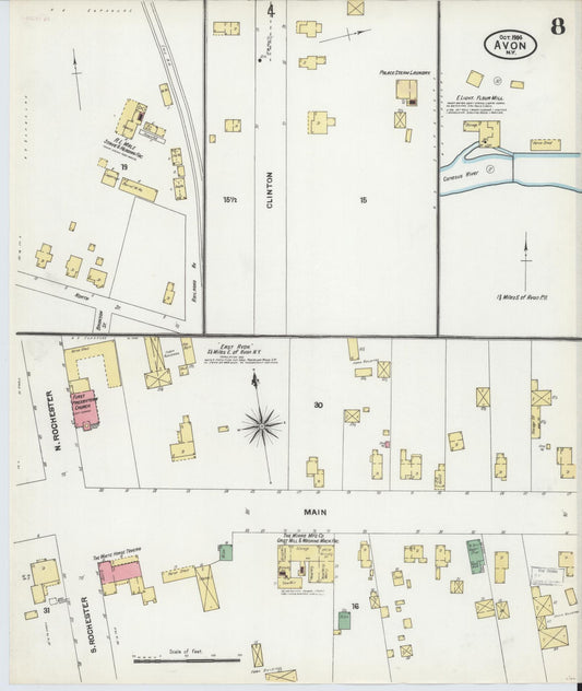 Sanborn Fire Insurance Map from Avon, Livingston County, New York (1904), Sheet #0008 - Historic Sanborn Fire Insurance Map Print, vintage old map wall art, antique decor, genealogy gift, New York New York map