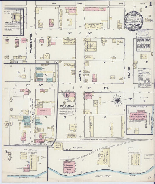 Sanborn Fire Insurance Map from Canton, Lewis County, Missouri (1884), Sheet #0001 - Complete Map Set gallery image, historic Sanborn map, vintage wall art, Missouri Missouri