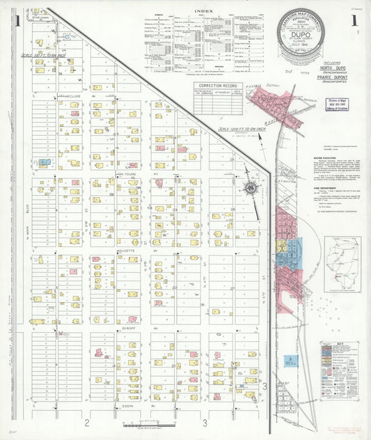 Sanborn Fire Insurance Map from Dupo, Saint Clair County, Illinois (1941), Sheet #0001 - Historic Sanborn Fire Insurance Map Print, vintage old map wall art, antique decor, genealogy gift, Illinois Illinois map