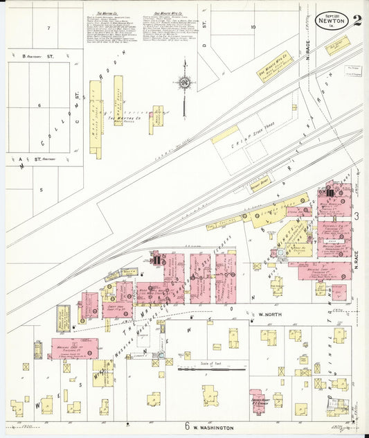 Sanborn Fire Insurance Map from Newton, Jasper County, Iowa (1911), Sheet #0002 - Historic Sanborn Fire Insurance Map Print, vintage old map wall art