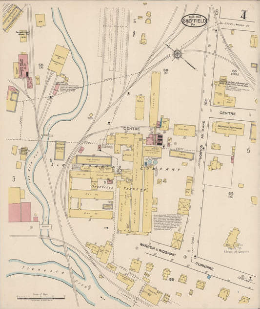 Sanborn Fire Insurance Map from Sheffield, Warren County, Pennsylvania (1922), Sheet #0004 - Historic Sanborn Fire Insurance Map Print, vintage old map wall art, antique decor, genealogy gift, Pennsylvania Pennsylvania map