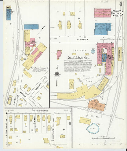 Sanborn Fire Insurance Map from Medina, Medina County, Ohio (1911), Sheet #0006 - Historic Sanborn Fire Insurance Map Print, vintage old map wall art, antique decor, genealogy gift, Ohio Ohio map