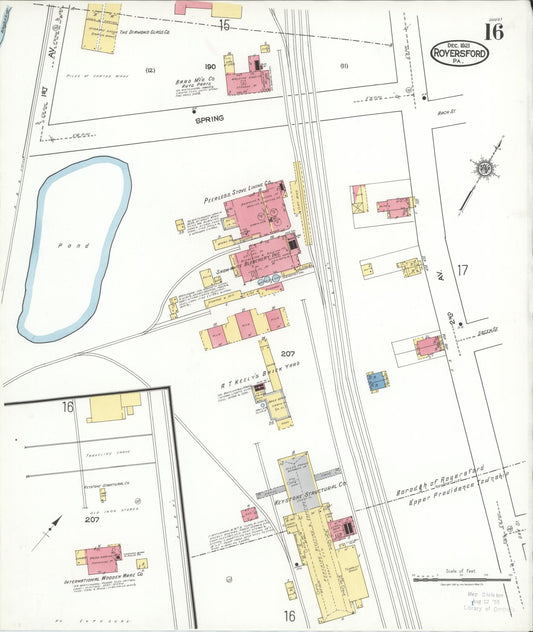 Sanborn Fire Insurance Map from Royersford, Montgomery County, Pennsylvania (1921), Sheet #0016 - Historic Sanborn Fire Insurance Map Print, vintage old map wall art, antique decor, genealogy gift, Pennsylvania Pennsylvania map