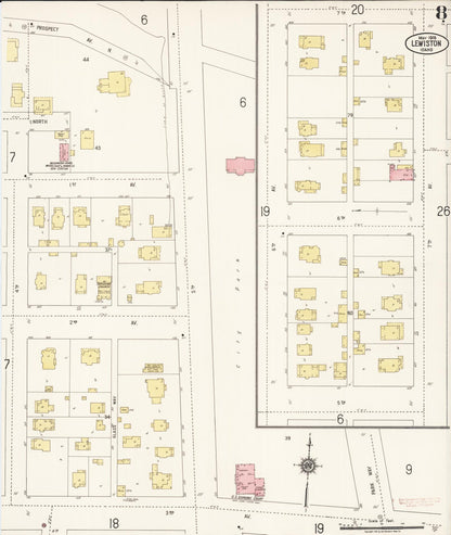 Sanborn Fire Insurance Map from Lewiston, Nez Perce County, Idaho (1918), Sheet #0008 - Complete Map Set gallery image, historic Sanborn map, vintage wall art, Idaho Idaho