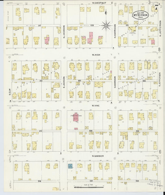 Sanborn Fire Insurance Map from Mount Vernon, Knox County, Ohio (1907), Sheet #0007 - Historic Sanborn Fire Insurance Map Print, vintage old map wall art, antique decor, genealogy gift, Ohio Ohio map