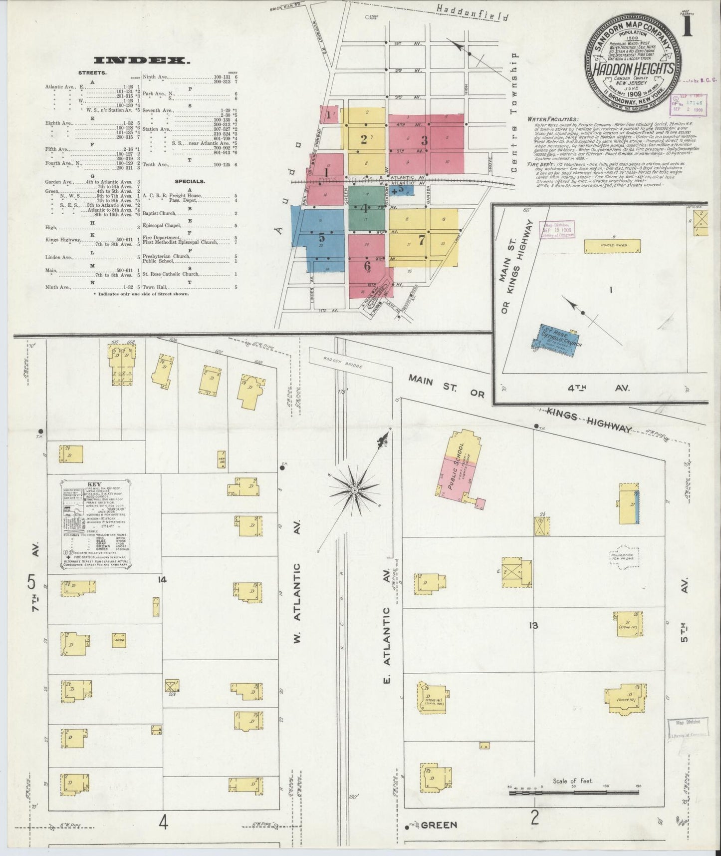 Sanborn Fire Insurance Map from Haddon Heights, Camden County, New Jersey. (1909) – Historic Sanborn Fire Insurance Map Print