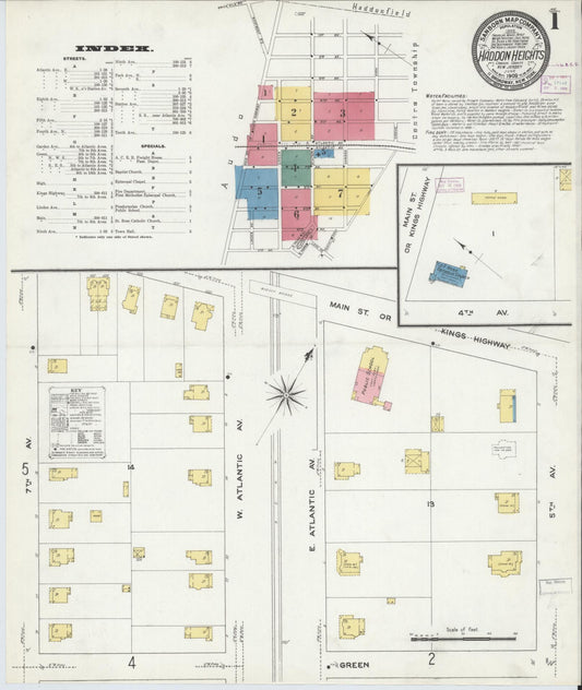 Sanborn Fire Insurance Map from Haddon Heights, Camden County, New Jersey. (1909) – Historic Sanborn Fire Insurance Map Print