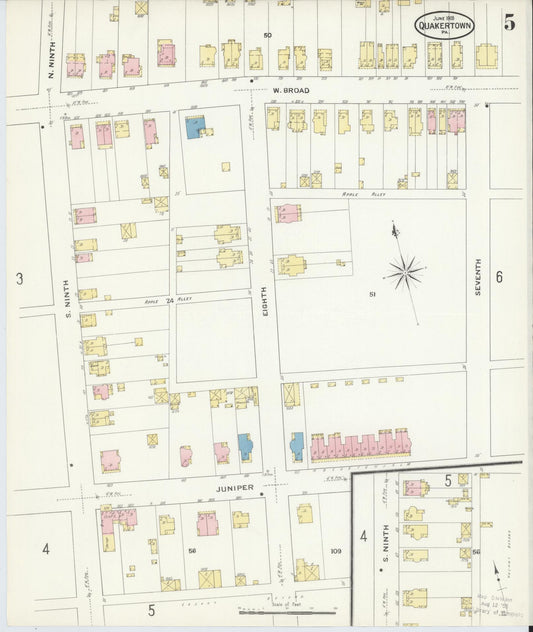 Sanborn Fire Insurance Map from Quakertown, Bucks County, Pennsylvania (1909), Sheet #0005 - Historic Sanborn Fire Insurance Map Print, vintage old map wall art, antique decor, genealogy gift, Pennsylvania Pennsylvania map