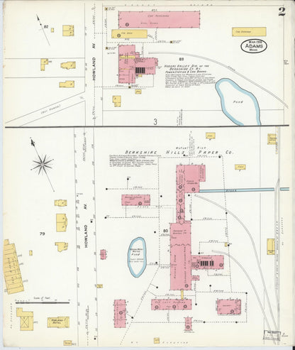 Sanborn Fire Insurance Map from Adams, Berkshire County, Massachusetts (1908), Sheet #0002 - Historic Sanborn Fire Insurance Map Print, vintage old map wall art, antique decor, genealogy gift, Massachusetts Massachusetts map