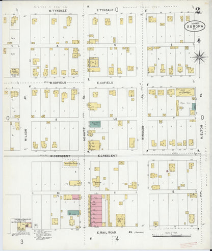 Sanborn Fire Insurance Map from Aurora, Lawrence County, Missouri (1902), Sheet #0002 - Complete Map Set gallery image, historic Sanborn map, vintage wall art, Missouri Missouri