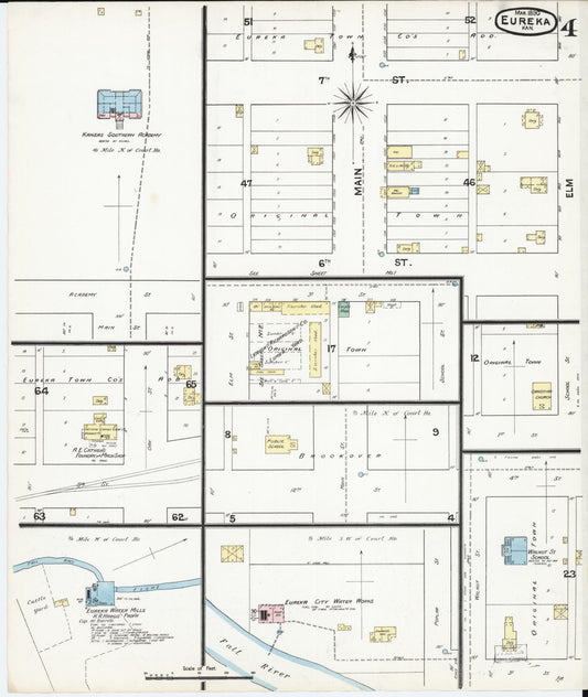 Sanborn Fire Insurance Map from Eureka, Greenwood County, Kansas (1890), Sheet #0004 - Historic Sanborn Fire Insurance Map Print, vintage old map wall art, antique decor, genealogy gift, Kansas Kansas map
