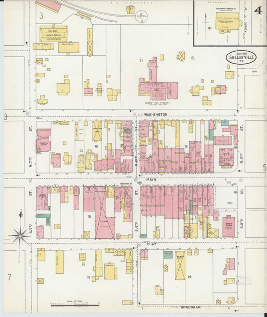 Sanborn Fire Insurance Map from Shelbyville, Shelby County, Kentucky (1903), Sheet #0004 - Historic Sanborn Fire Insurance Map Print, vintage old map wall art, antique decor, genealogy gift, Kentucky Kentucky map