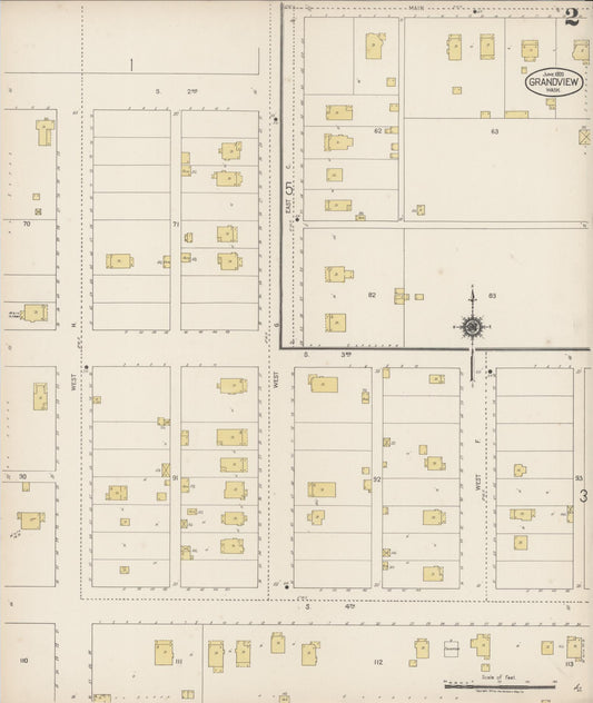 Sanborn Fire Insurance Map from Grandview, Yakima County, Washington (1920), Sheet #0002 - Historic Sanborn Fire Insurance Map Print, vintage old map wall art, antique decor, genealogy gift, Washington Washington map