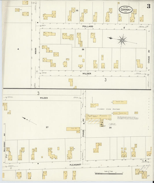 Sanborn Fire Insurance Map from Conway, Carroll County, New Hampshire (1908), Sheet #0003 - Historic Sanborn Fire Insurance Map Print, vintage old map wall art, antique decor, genealogy gift, New Hampshire New Hampshire map