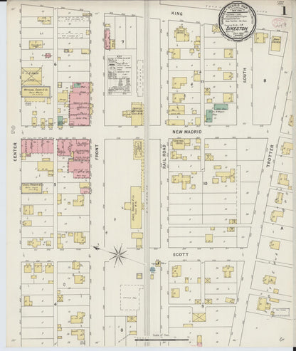 Sanborn Fire Insurance Map from Sikeston, Scott County, Missouri (1895), Sheet #0001 - Historic Sanborn Fire Insurance Map Print, vintage old map wall art, antique decor, genealogy gift, Missouri Missouri map