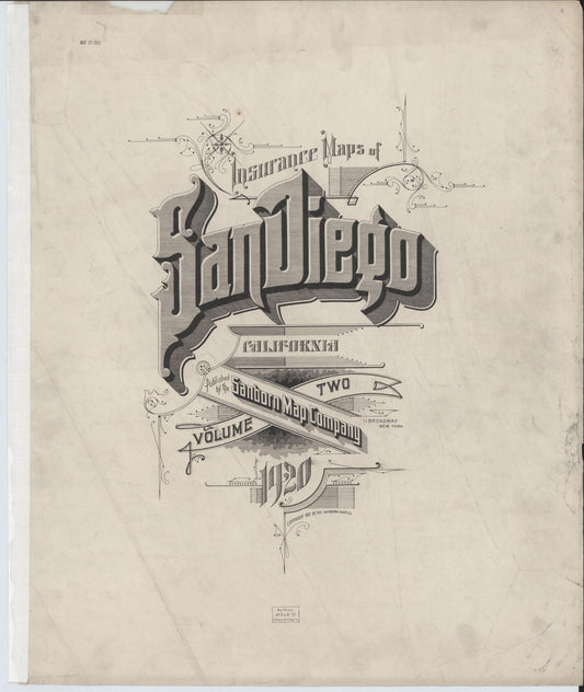 Sanborn Fire Insurance Map from San Diego, San Diego County, California. (1920) – Historic Sanborn Fire Insurance Map Print