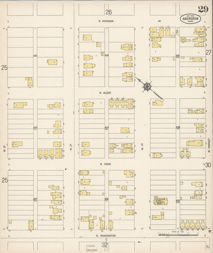 Sanborn Fire Insurance Map from Aberdeen, Grays Harbor County, Washington (1914), Sheet #0029 - Complete Map Set gallery image, historic Sanborn map, vintage wall art, Washington Washington