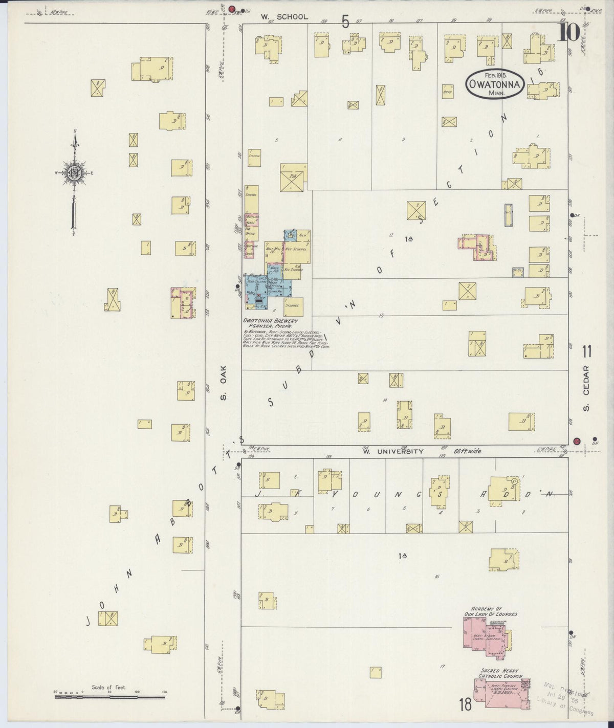 Sanborn Fire Insurance Map from Owatonna, Steele County, Minnesota (1915), Sheet #0010 - Historic Sanborn Fire Insurance Map Print, vintage old map wall art, antique decor, genealogy gift, Minnesota Minnesota map