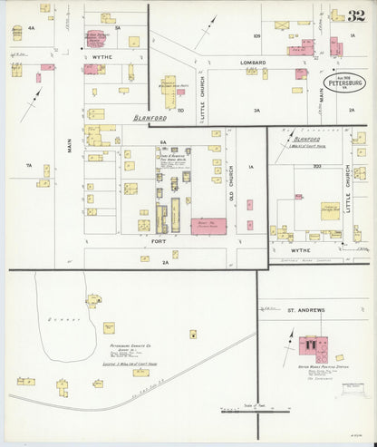 Sanborn Fire Insurance Map from Petersburg, Independent Cities, Virginia (1908), Sheet #0032 - Complete Map Set gallery image, historic Sanborn map, vintage wall art, Virginia Virginia