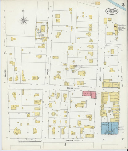 Sanborn Fire Insurance Map from Muskogee, Muskogee County, Oklahoma (1898), Sheet #0002 - Complete Map Set gallery image, historic Sanborn map, vintage wall art, Oklahoma Oklahoma