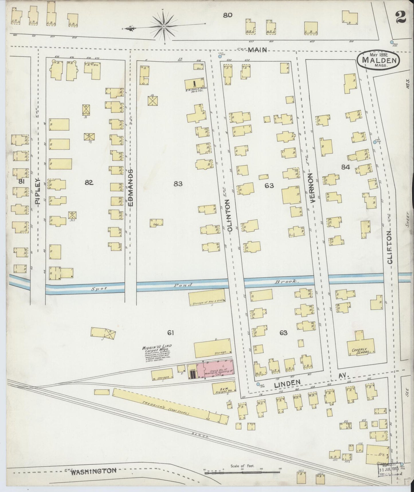 Sanborn Fire Insurance Map from Malden, Middlesex County, Massachusetts (1892), Sheet #0002 - Historic Sanborn Fire Insurance Map Print, vintage old map wall art, antique decor, genealogy gift, Massachusetts Massachusetts map